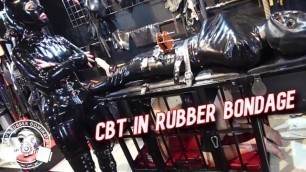 CBT in Rubber Bondage - Lady Bellatrix Torments Rubber Gimp in Straight Jacket (teaser)