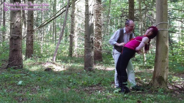 Experiment: Rope Walk in Public Forest; she's Rewarded with an Orgasm