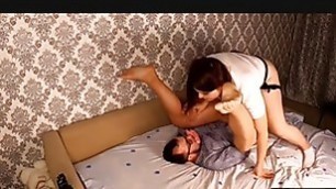 Cuckold tries strapon after eating male cum from his wifes p2