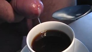 sperm coffee cookie glass uncut cock foreskin masturbation