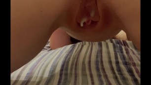 Mom gets fucked by stepson and all his cum leaks out, creampie