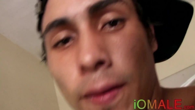 Smooth Latino homosexual plays with his hard dick solo