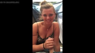 Tent blowjob cum