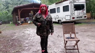 Vends-ta-culotte - French MILF Dominatrix in Forest Battle Dress