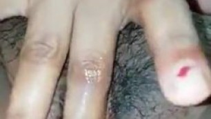 wife hairy pussy and fingering recording