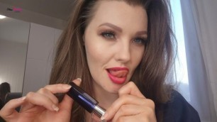 Pink Lipstick Mouth Worship with Tongue Tease